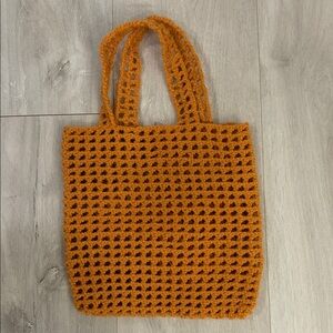 Chic Crochet Tote Bag in Warm Orange